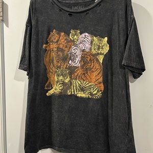 Free People Vintage Canvas distressed Tiger T-shirt